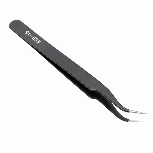 Stainless Steel Curved Anti-Static Tweezers ESD-15